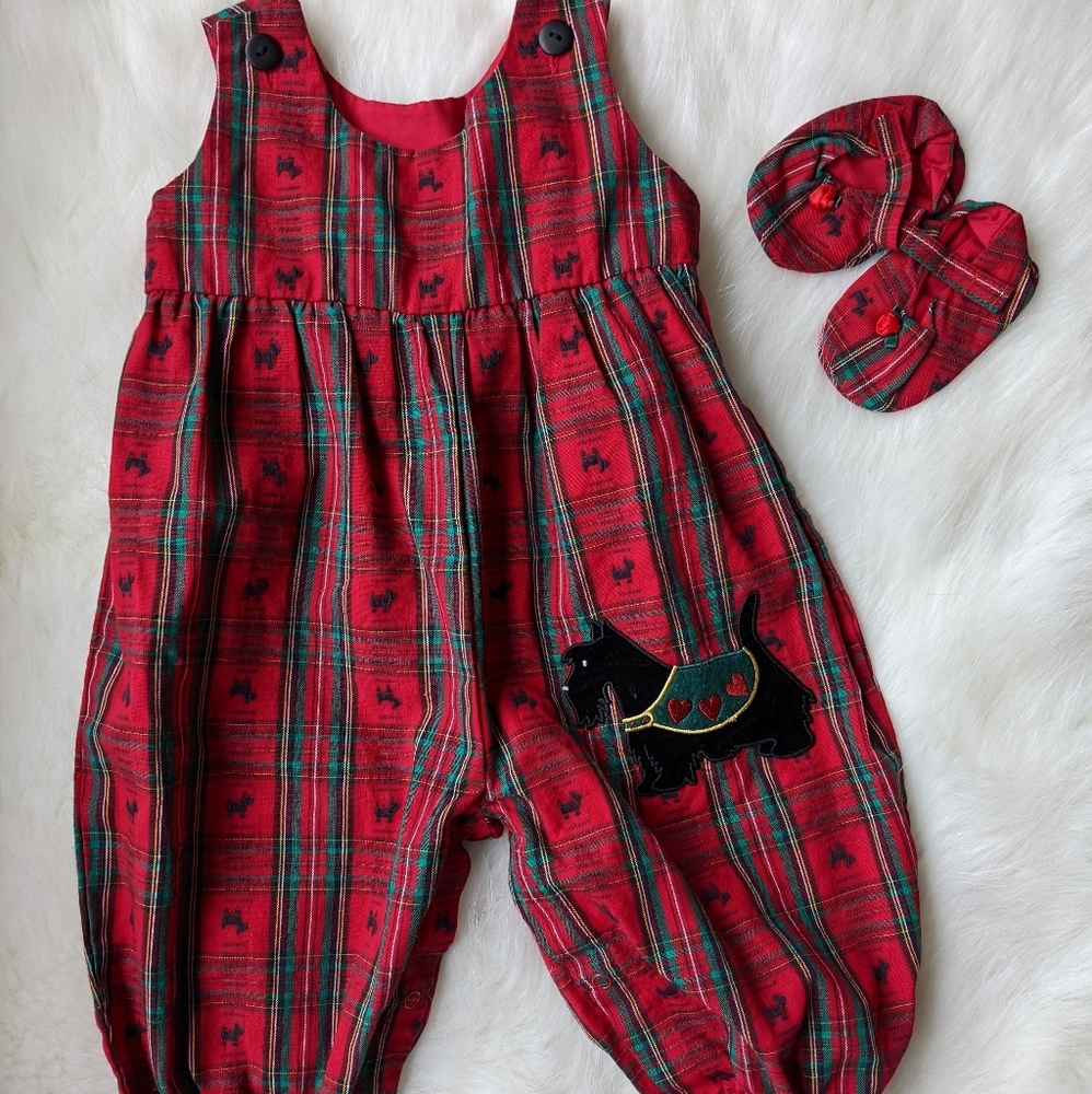 VINTAGE baby Scottie dog holiday outfit w/shoes